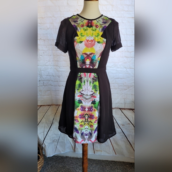 Prabal Gurung X Target black kaleidoscope inkblot dress Sz 4 - Picture 2 of 7